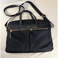 Knomo London Black Nylon Leather 16 Inch Laptop Briefcase Messenger Bag Padded picture