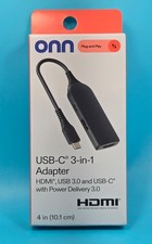 ONN USB-C 3-In-1 Adapter HDMI, USB 3.0, USB-C w/Power Delivery 3.0 Plug and Play picture