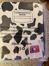 Composition Book Cow Print Folio Case Cover, Black & White Notebook Style picture