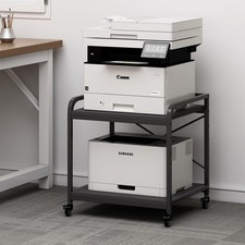 2 Tier Under Desk Printer Stand with Storage, 20 Inches Deep Large Printer Ta... picture