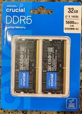 NEW Crucial 32GB Kit (2x16GB) DDR5 5600 MT/s CL46 SODIMM Laptop RAM CT2K16G56C46 picture