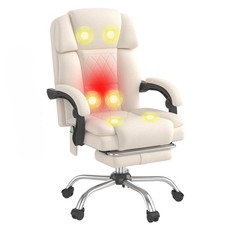Massage Office Chair 6 Point Heat Ergonomic Reclining Footrest Beige HOMREST picture