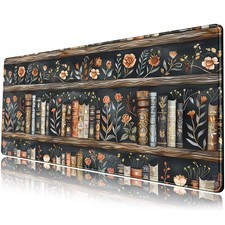 Library Desk Mat Dark Academia Large Mouse Pad Forest Book Nature Floral Gami... picture