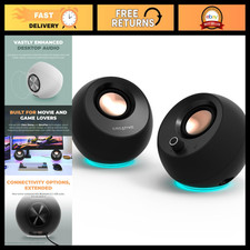 USB-C Desktop Speakers, 2.0 Stereo Sound, RGB Lighting, Compact Design, Black picture