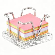 Sticky Note Holder, 3 x 3 inch Self Stick Note Pad Holder, White and Silvery picture