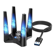 USB 3.0 WiFi 6E Adapter AX5400 Triple-Band Dongle with 4x High Gain Antennas picture