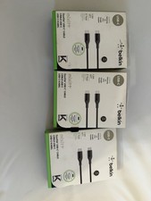 Belkin BoostCharge USB A to USB C Charging Cable 6.6ft Black CAB001BT2MBK 3 Pack picture