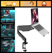 2 in 1 Laptop Desk Mount with Gas Spring Arm | Full Motion Monitor Stand 12-32 picture
