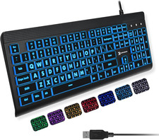 X9 Large Print Backlit Computer Keyboard - Easy to See Big Letters - Lighted USB picture