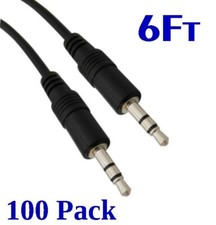 100 PCS 6Ft 3.5mm Stereo Audio Cable Male to Male Headphone Laptop Aux MP3 1/8
