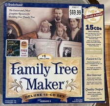 Family Tree Maker Deluxe - 15-CD Set & Book - Version 6 - Broderbund - Win 95/98 picture