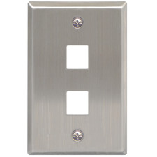 (1-PACK) ICC IC107SF2SS 2-Port 1-Gang Stainless Steel Flat Faceplate. NIB. picture