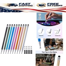 LINFANC 10 Pack Stylus Pen 2-in-1 Disc & Rubber Tip for iPad Touchscreen picture