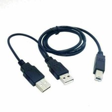 Black Dual USB 2.0 Male to Standard B Male Y Cord 80cm for Printer & Scanner picture