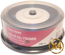 FalconMedia Digital-Vinyl White Inkjet Hub/Diamond Black 52X 80-Min CD-Rs 100-Pk picture