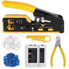 RJ45 Crimp Ethernet Pass through Crimper Crimp Tool Kit Network Cat5 Cat6 Cat7 picture