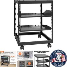 User-Friendly 12U Black Open Frame Server Rack - Complete Accessories Included picture