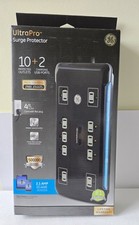 NEW GE Ultra Pro Surge Protector Charging 10 Outlets + 2 USB Ports 4 Ft Cord  picture
