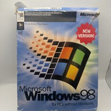 Vintage Microsoft Windows 98 Full Retail Big Box CD Floppy Plus 98 Untested picture