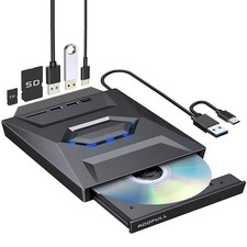 External Drive USB 3.0 & Burner Player with USB Hub and Card Reader, Portable picture
