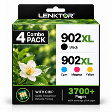 902XL Ink Cartridge 4PK BK/C/M/Y High Yield Value Fits OfficeJet 6954 6958 6962 picture