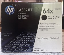 HP CC364XD 64X Black Toner Cartridge ~Genuine, Dual-Pack, Open Box, Sealed Bags picture