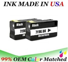 2 Pack  Black Reman HP 711 XL High Yield Ink Cartridge For  T520 T120 T525 T530 picture