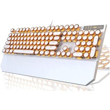 Retro Punk Typewriter Style Mechanical Keyboard with Gold LED Backlit & Uniqu... picture