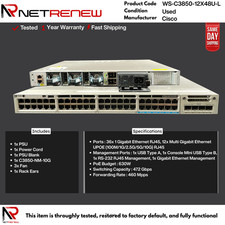 Cisco Catalyst WS-C3850-12X48U-L 48-Port(12x MultiGB) UPOE w/C3850-NM-2-10G picture