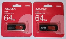 ADATA C008 64GB USB 2.0 Flash Drive Memory Stick Lot of 2 Bundle New Sealed picture