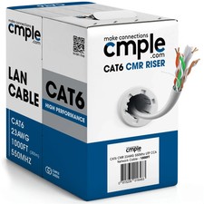 Cmple Cat6 Ethernet 1000ft Bulk Network Cable, Cat6 UTP, 23AWG CMR Riser - White picture