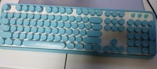 retro style blue wireless keyboard round keycaps picture