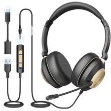 Wantek USB Headset with Microphone, Type-c/USB/3.5mm Jack 3-in-1 PC Headset picture