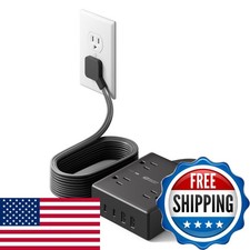 SUPERDANNY Extension Cord,Flat Plug Surge Protector Power Strip,10Ft SDCP04 picture