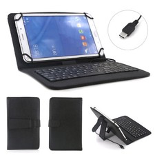 Universal 7in Leather Case Stand Cover With Type-C Wired Keyboard for Tablet picture