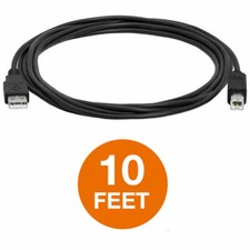 2 x 10FT USB 2.0 Printer Cable A Male to B Male SLIM Cable, Printer Cord Black picture