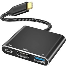 QCEs USB Type C to HDMI Adapter 3-in-1 USB-C Hub Digital AV Adapter, Black picture