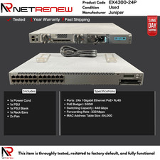 EX4300-24P  Juniper  PoE+  24 Ports+  4x QSFP+ Uplinks Switch picture