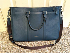 Coach Navy Blue Pebble Leather 17”Laptop / Briefcase w/ detachable strap picture