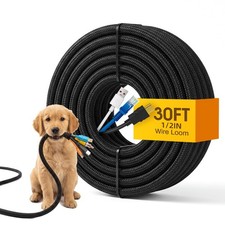 30ft Wire Loom Automotive, 1/2in Cord Protectors from Pets no Chew, Black picture