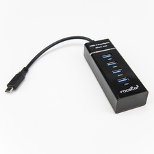 Rocstor Y10A228-B1 Ac Slim Portable 4 Port Hub Usb-C To 4X Usb-A Top Insert picture