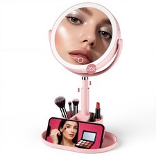 Shinowa Makeup Mirror with Lights, 1X/20X Lighted Magnifying Mirror with Storage picture
