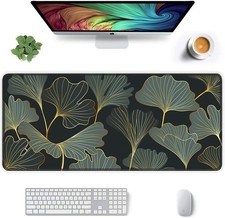 Stylish Gold Leaves Mouse Pad – XXL Extended Design for Smooth Gaming and Work picture