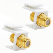 2 Pcs F Type Keystone Jack Coax Cable Connector Adapter Snap In Insert RG6 White picture