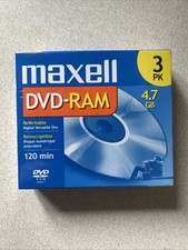 Maxell DVD-RAM Data-Video Disc Rewritable 4.7GB 2 Hours 3 Pack Sealed New picture
