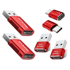 Data Blocker, USB C Blocker Protect Against Juice Jacking, Red 6-Pack picture