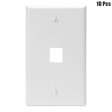 10 Pcs 1 Port Hole Keystone Jack Audio Video Wall Plate Faceplate 1-Gang White picture
