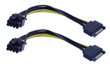 2 Pack 15-Pin SATA Male to 8 Pin Pci-Express Female Video Card Power Adapter picture