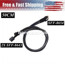 PCIe 4.0 SlimSAS SFF-8654 74PIN 8i (Host) to 2 xSFF-8643 36pin (EP) Cable-50CM picture