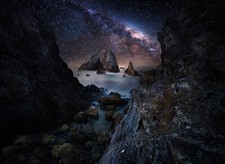 Landscape nature sky rocks nebula night art milky Custom Gaming Mat Desk picture